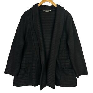Habitat Black Textured Open Front Cardigan Jacket Women Swing Pocket Layering